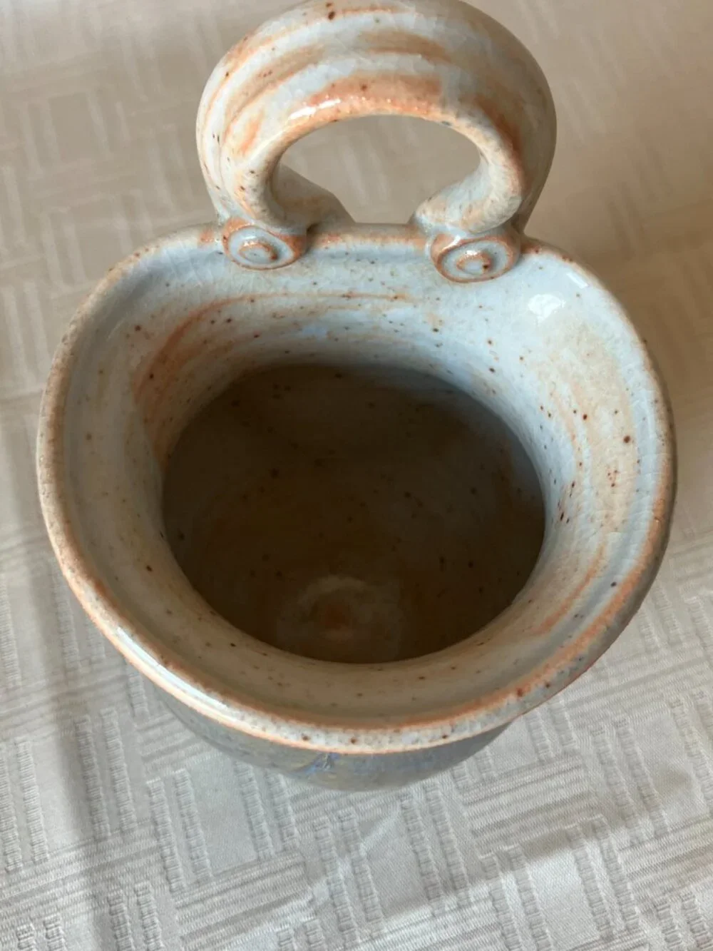 Studio Pottery Wall Pocket Vase / Herb Cuttings Pot; Lorraine Dilmore Stoneware